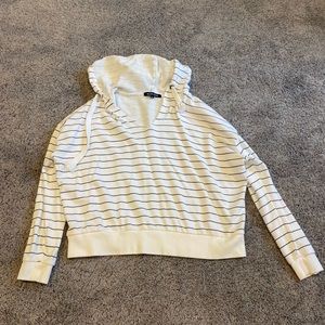 Ocean Drive white with blue stripped v-neck hoodie. Size M.